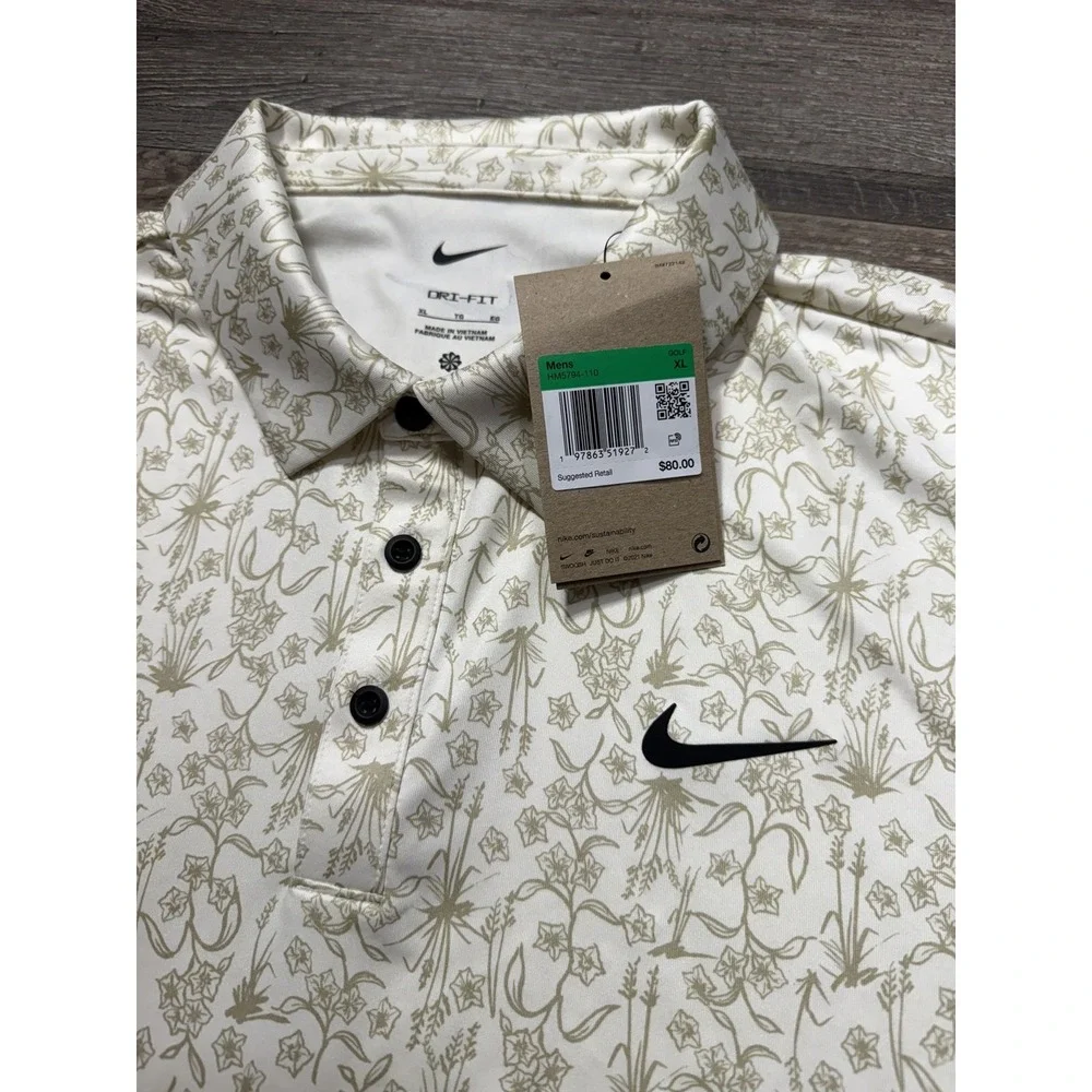 Nike Tour Dri-Fit Golf Polo Shirt Floral AOP HM5794-110 Mens Size XL